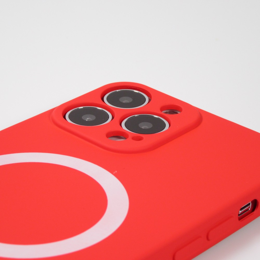 iPhone 13 Pro Case Hülle - Soft-Shell silikon cover mit MagSafe und Kameraschutz - Rot