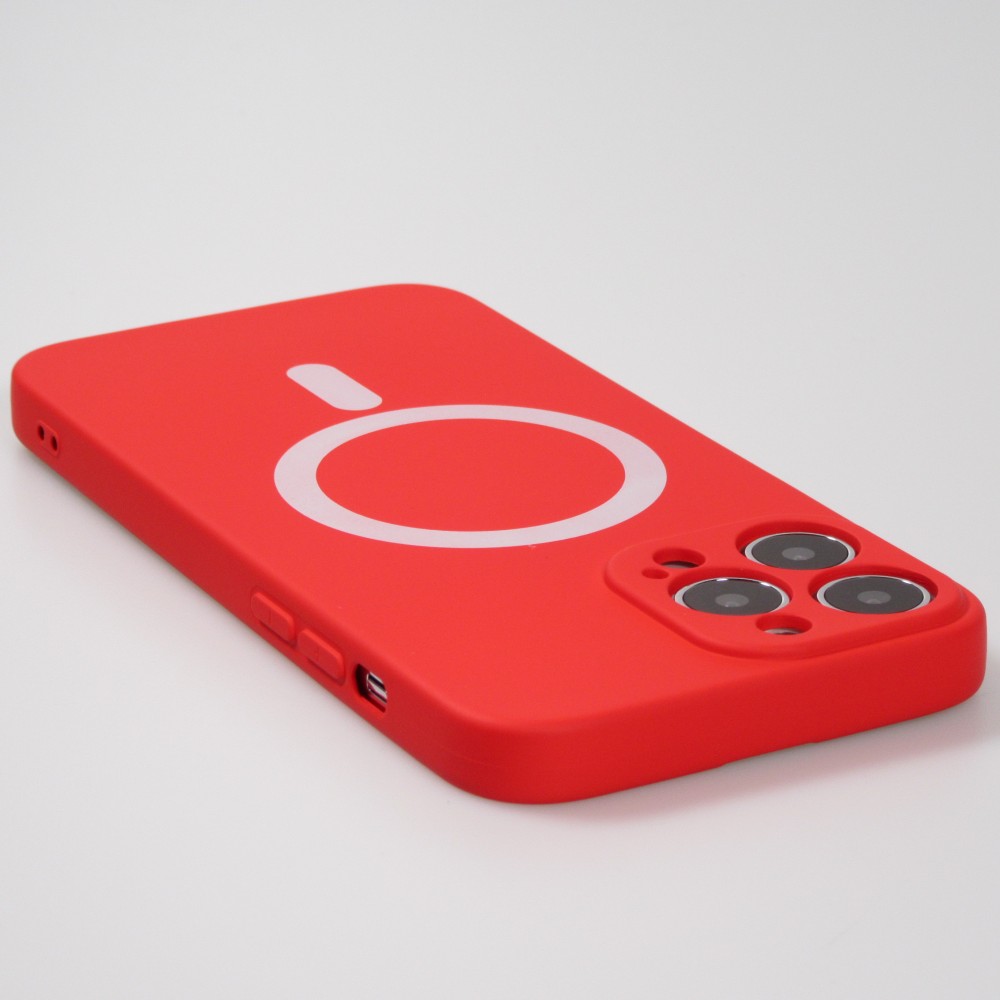iPhone 13 Pro Case Hülle - Soft-Shell silikon cover mit MagSafe und Kameraschutz - Rot