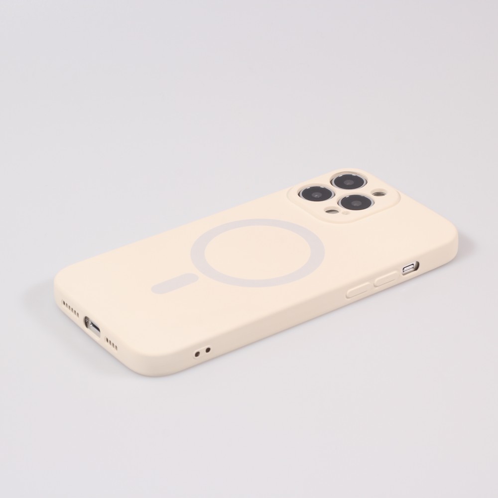 iPhone 13 Pro Max Case Hülle - Soft-Shell silikon cover mit MagSafe und Kameraschutz - Vanille