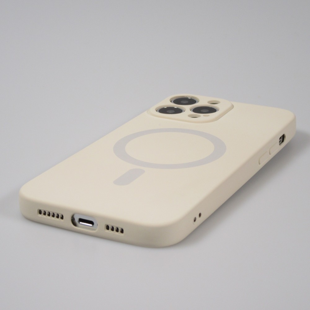 iPhone 13 Pro Max Case Hülle - Soft-Shell silikon cover mit MagSafe und Kameraschutz - Vanille
