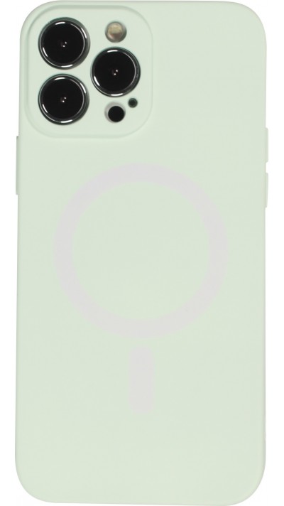 Housse iPhone 13 Pro Max - Coque en silicone souple avec MagSafe et protection pour caméra - Vert clair