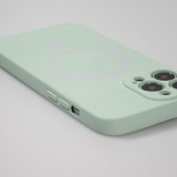 Housse iPhone 13 Pro - Coque en silicone souple avec MagSafe et protection pour caméra - Vert clair