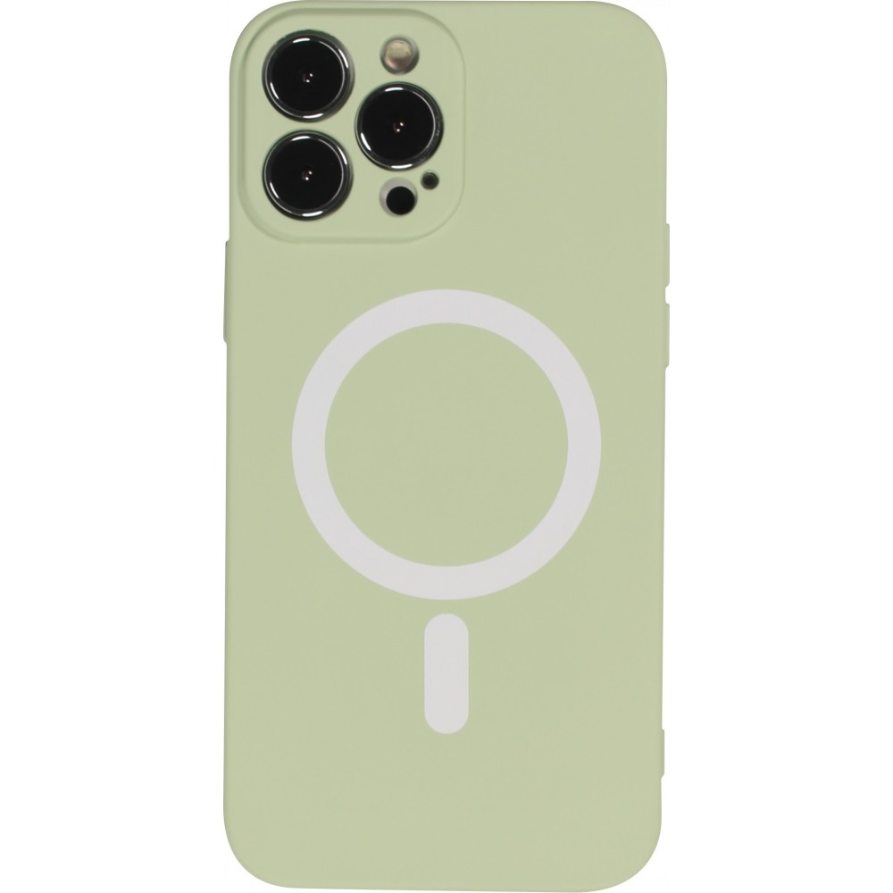 Housse iPhone 13 Pro - Coque en silicone souple avec MagSafe et protection pour caméra - Vert