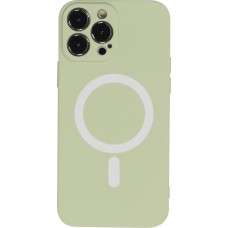 Housse iPhone 13 Pro Max - Coque en silicone souple avec MagSafe et protection pour caméra - Vert