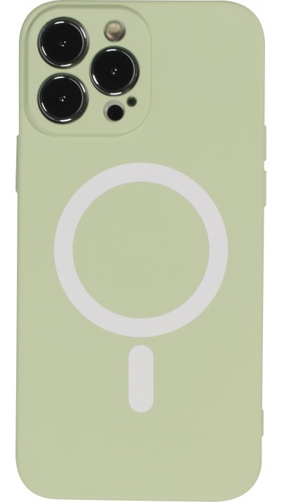 Housse iPhone 13 Pro Max - Coque en silicone souple avec MagSafe et protection pour caméra - Vert