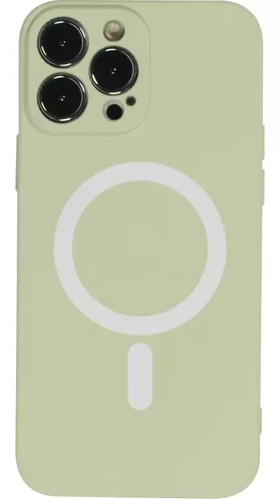 Housse iPhone 13 Pro - Coque en silicone souple avec MagSafe et protection pour caméra - Vert