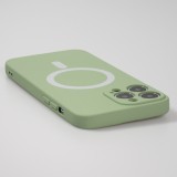 Housse iPhone 13 Pro - Coque en silicone souple avec MagSafe et protection pour caméra - Vert