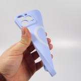 Housse iPhone 13 Pro - Coque en silicone souple avec MagSafe et protection pour caméra - Violet clair