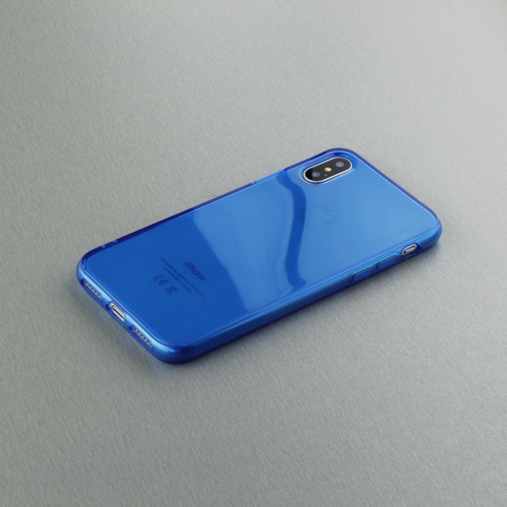 Coque iPhone X / Xs - Gel transparent - Bleu
