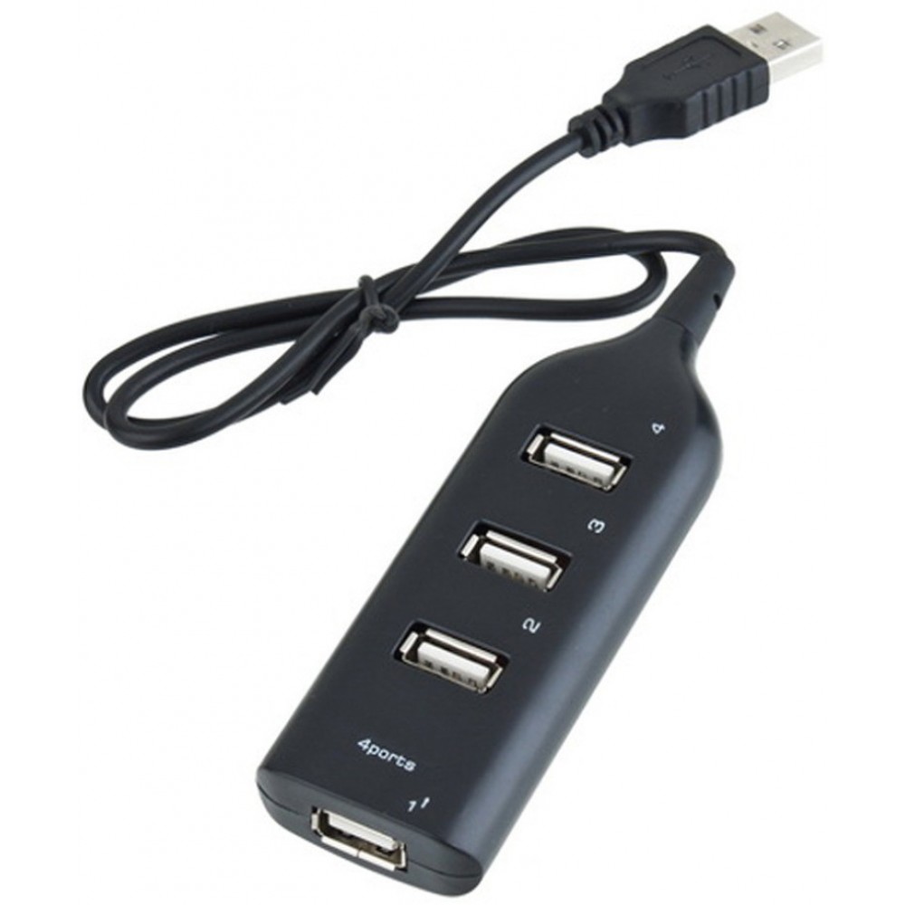 4-Port USB Hub Highspeed Multiport 4x USB-A / PC / Laptop / TV Multistecker - Schwarz