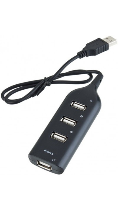 Hub USB à 4 ports Multiport Highspeed 4x USB-A / PC / Laptop / TV multiprise - Noir