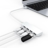 4-Port USB Hub Highspeed Multiport extra flach 4x USB-A / PC / Laptop / TV Multistecker - Weiss