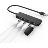 4-Port USB Hub Highspeed Multiport extra flach 4x USB-A / PC / Laptop / TV Multistecker - Schwarz