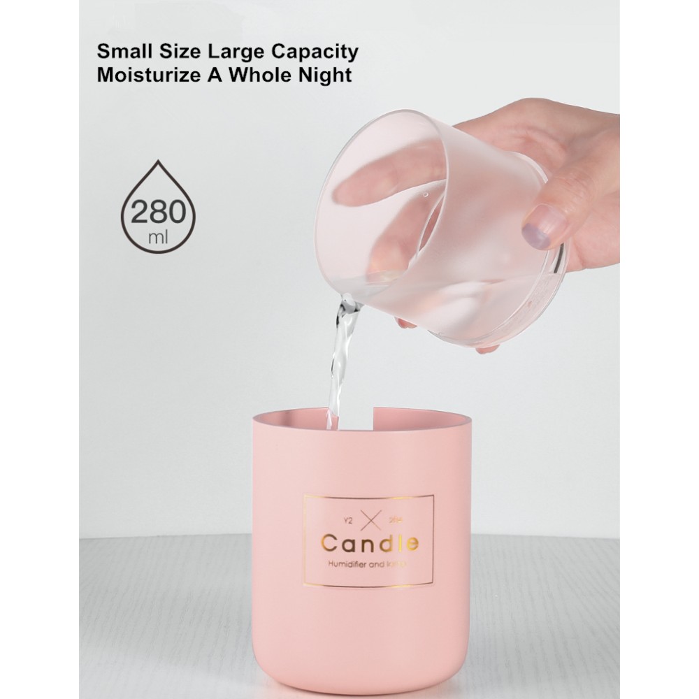 Humidificateur compact "Candle" - Diffuseur de parfum pour salon / bureau / salle de bain - Rose