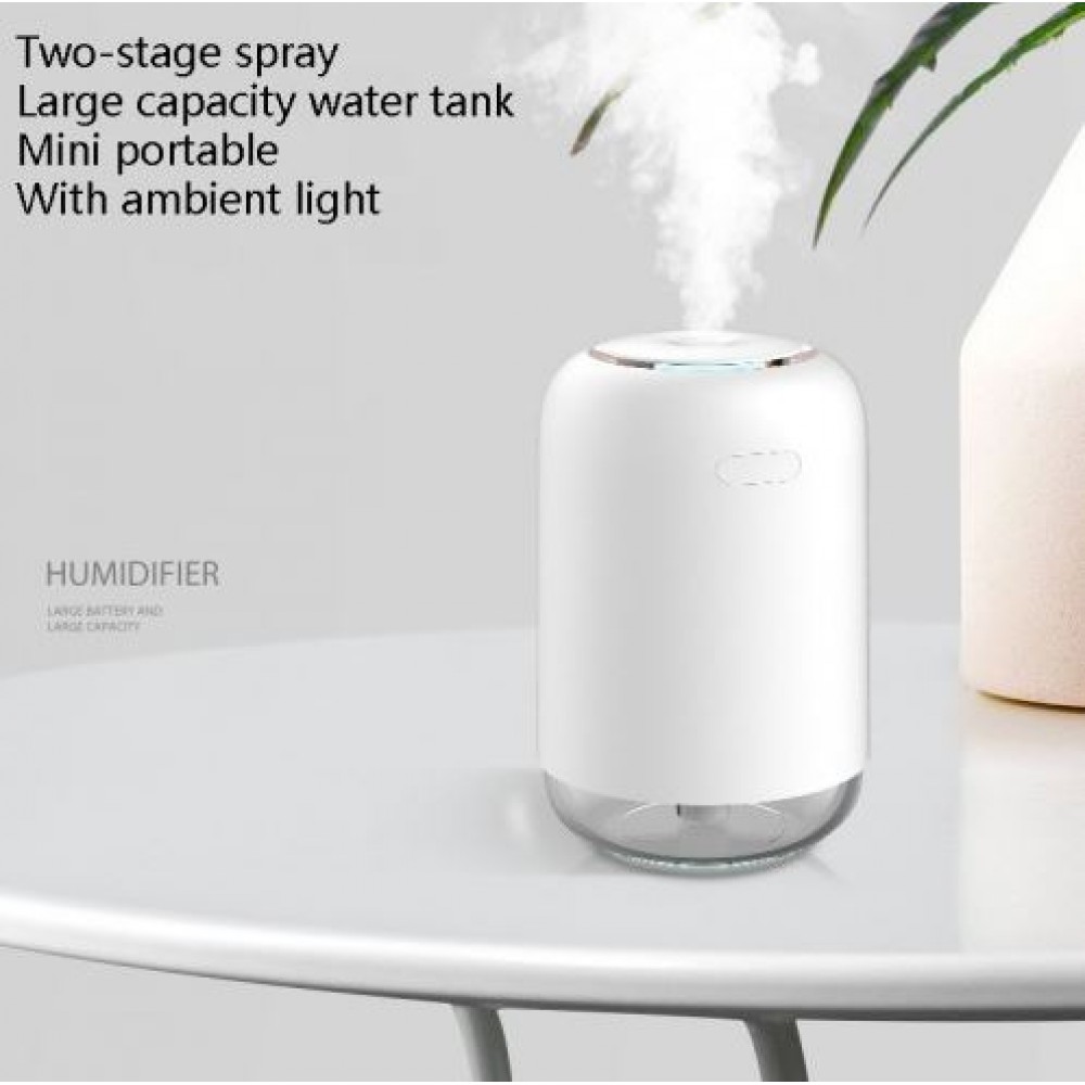 Humidificateur portable H03 avec batterie et lumière d'ambiance LED - Blanc