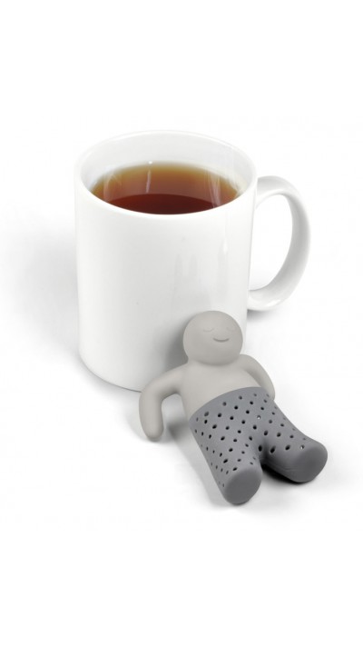 Silikon Tee-Infuser Teemännchen "Mr. Tea" für Beutel und losen Tee - Grau