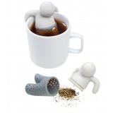 Silikon Tee-Infuser Teemännchen "Mr. Tea" für Beutel und losen Tee - Grau