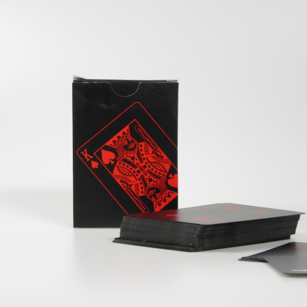 Poker Spielkarten Set - Black Diamond Wasserdichte und robuste Karten aus PVC - Matt - Schwarz