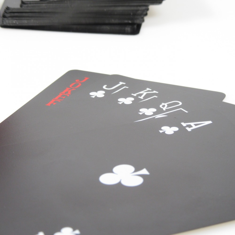 Poker Spielkarten Set - Black Diamond Wasserdichte und robuste Karten aus PVC - Matt - Schwarz