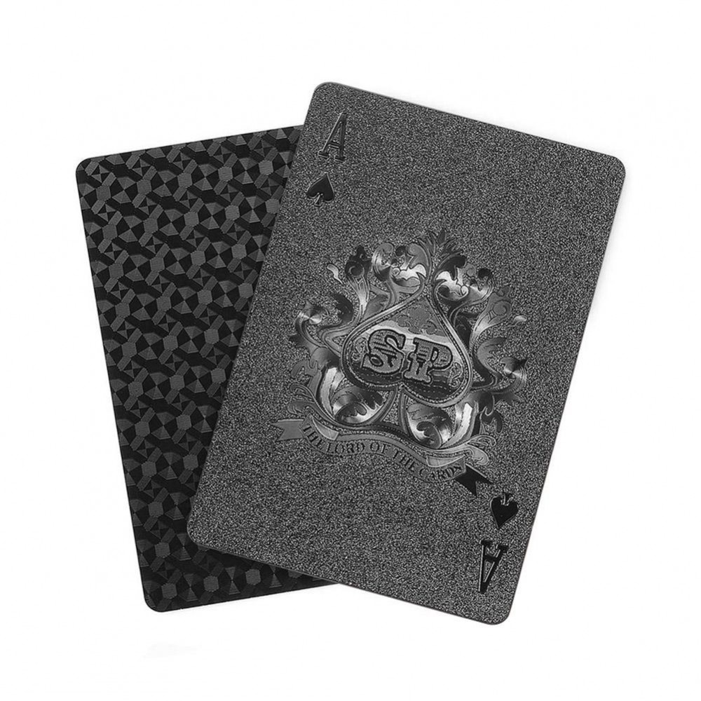 Poker Spielkarten Set - Crystal black wasserdichte und robuste Karten aus PVC - Schwarz glänzend