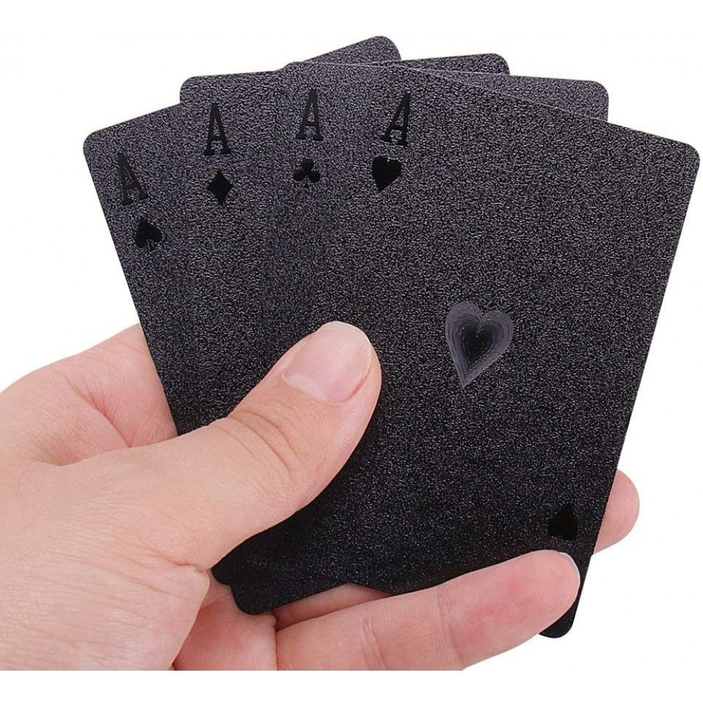 Jeu de cartes poker - Brillant crystal black cartes étanches et résistantes en PVC - Noir brillant