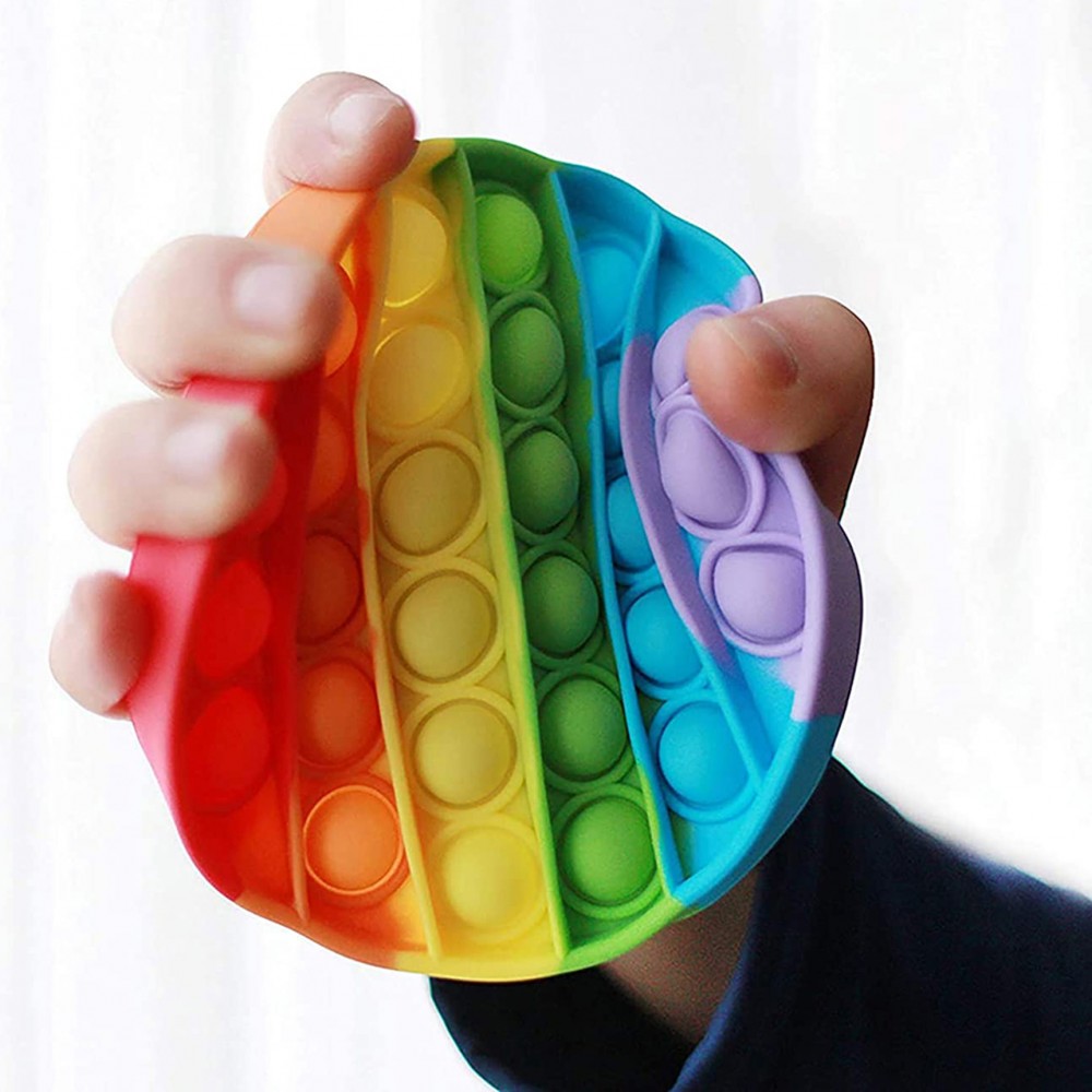 Anti-Stress-Pop Spiel roundes aus Silikon Bubbles für Kinder und Erwachsene Regenbogen