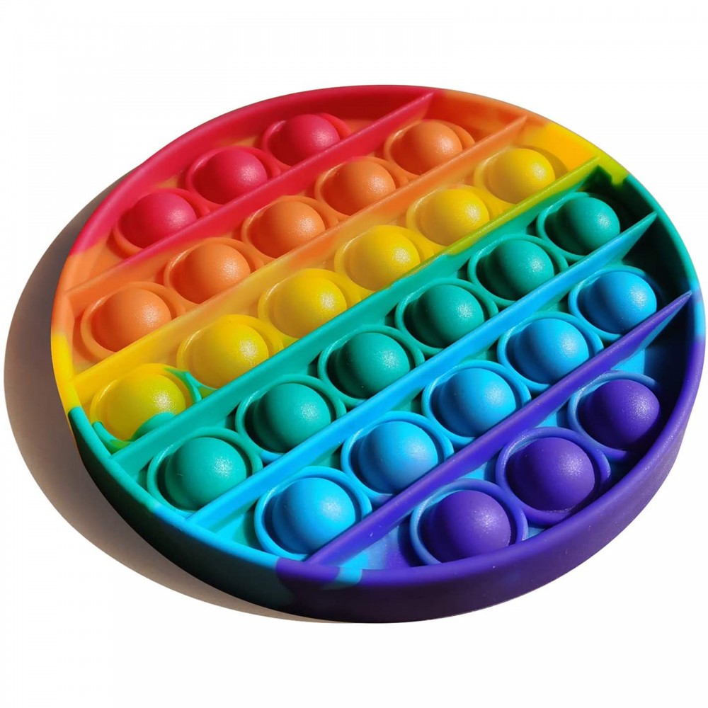 Anti-Stress-Pop Spiel roundes aus Silikon Bubbles für Kinder und Erwachsene Regenbogen