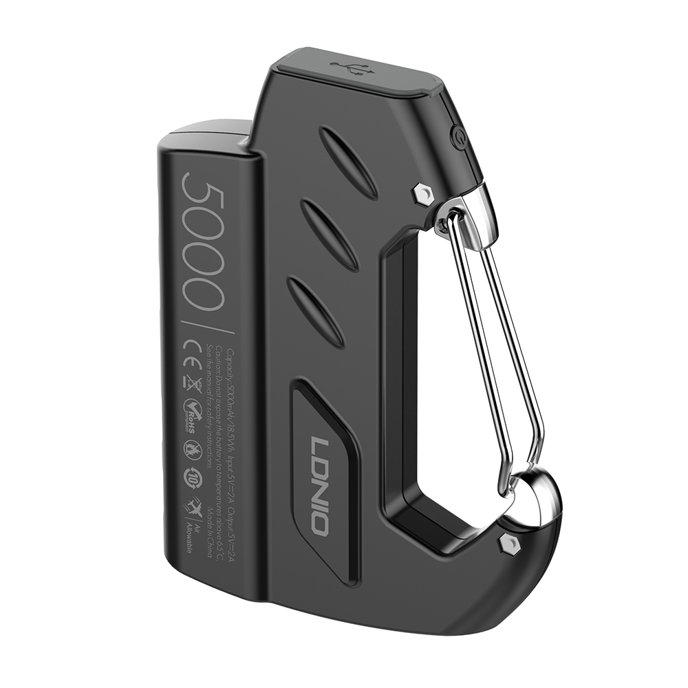 LDNIO Keychain Power Bank 10W 5000mAh - batterie externe avec mousqueton Outdoor - Noir