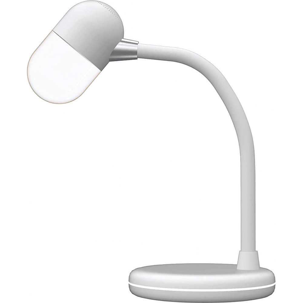 Lampe de chevet 3 en 1 avec haut-parleur et recharge sans fil, lumière LED - Blanc