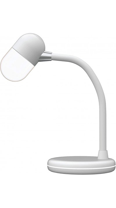 Lampe de chevet 3 en 1 avec haut-parleur et recharge sans fil, lumière LED - Blanc