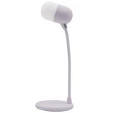 Lampe de chevet 3 en 1 avec haut-parleur et recharge sans fil, lumière LED - Blanc