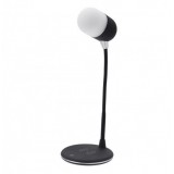 Lampe de chevet 3 en 1 avec haut-parleur et recharge sans fil, lumière LED - Noir