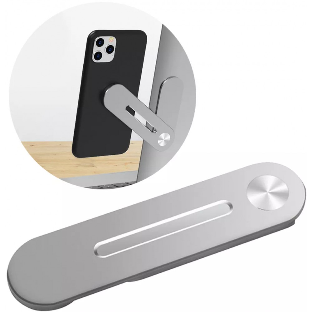 Bras de support magnétique pour smartphone en aluminium pour ordinateur et écran - Argent