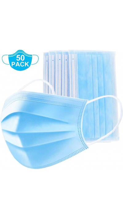 Gesichtsmasken Box - Set von 50 chirurgischen Mundschutz Masken - Blau