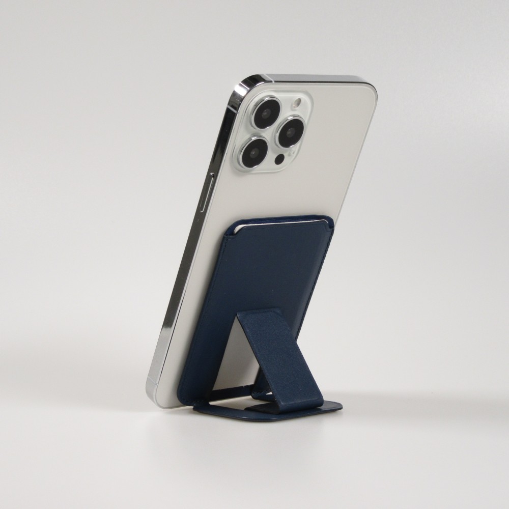 MagSafe magnetisches Wallet Kartenhalter mit Ständerfunktion Kunstleder - Dunkelblau