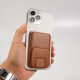 MagSafe magnetisches Wallet Kartenhalter mit Ständerfunktion Kunstleder - Braun