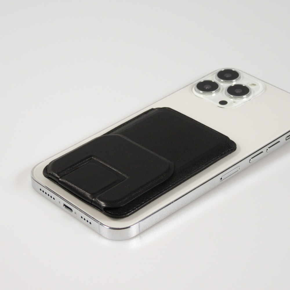 MagSafe wallet porte-cartes magnétique avec fonction de support similicuir - Noir