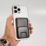 MagSafe magnetisches Wallet Kartenhalter mit Ständerfunktion Kunstleder - Schwarz
