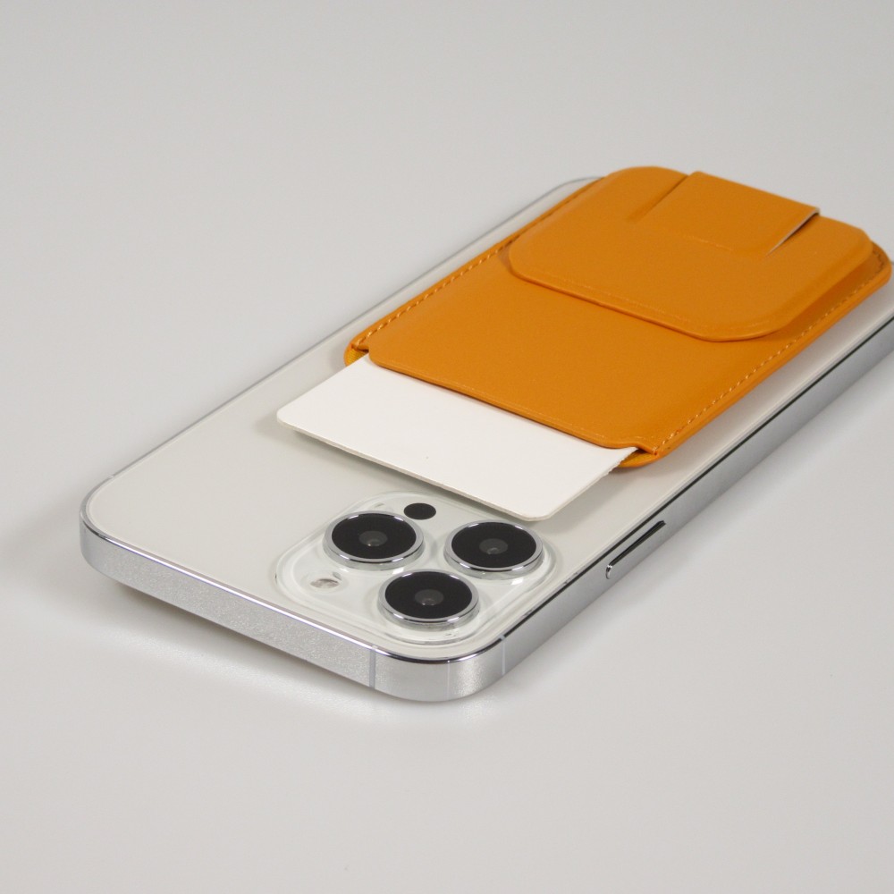 MagSafe magnetisches Wallet Kartenhalter mit Ständerfunktion Kunstleder - Orange