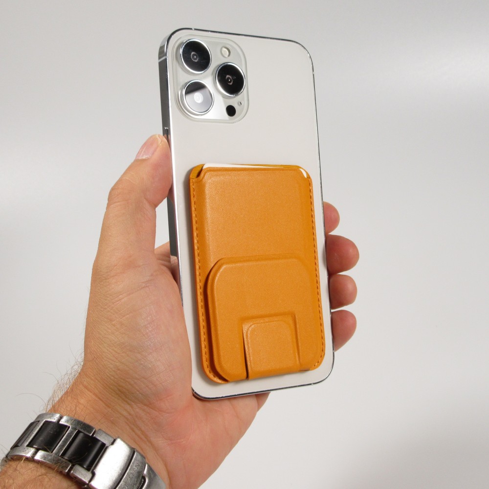 MagSafe magnetisches Wallet Kartenhalter mit Ständerfunktion Kunstleder - Orange