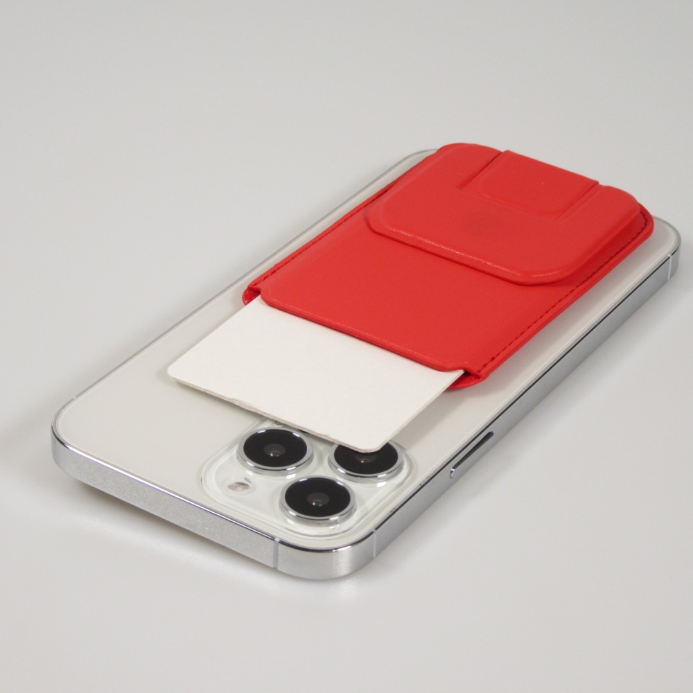 MagSafe wallet porte-cartes magnétique avec fonction de support similicuir - Rouge