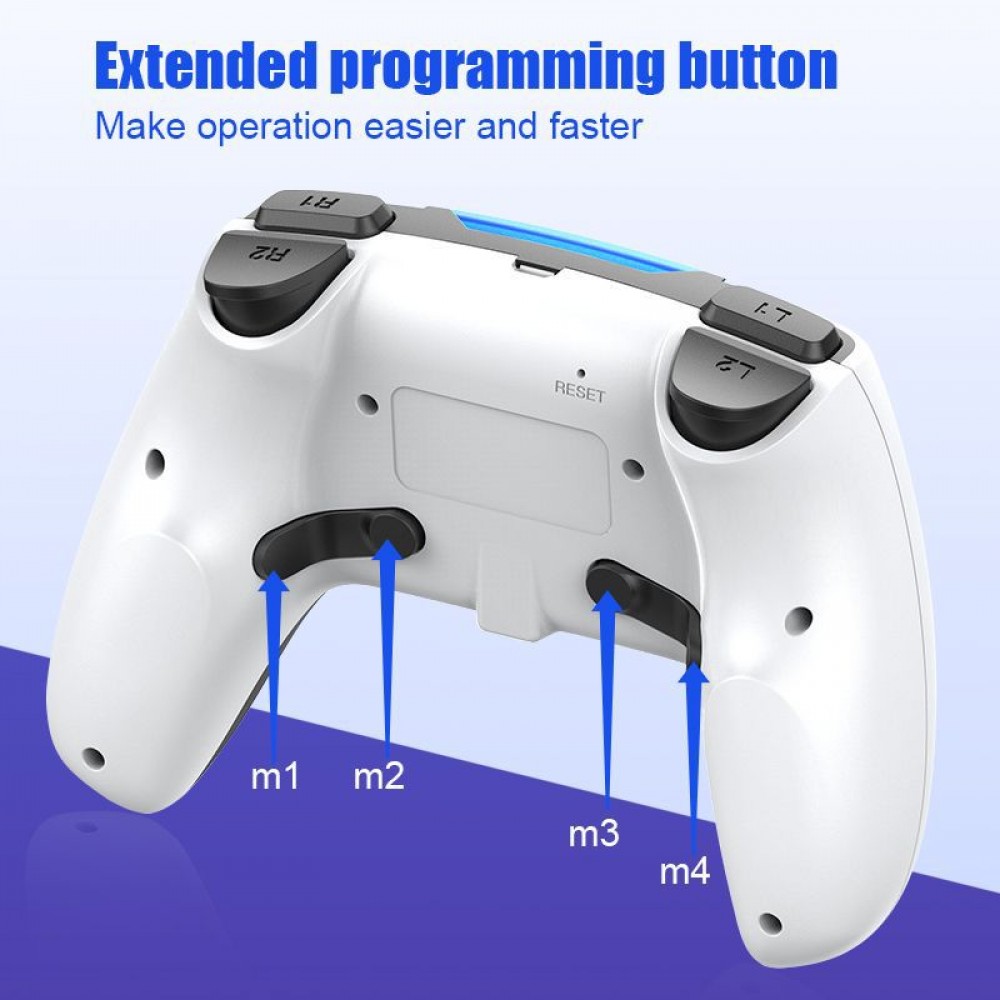 Manette P-02 Bluetooth pour PS4, PC et Android - Blanc