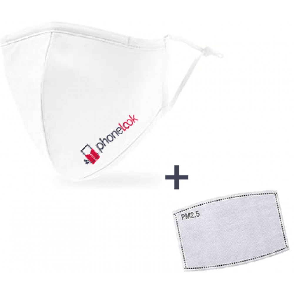 Masque de protection PhoneLook FFP2 avec 1 filtre à charbon actif - Blanc