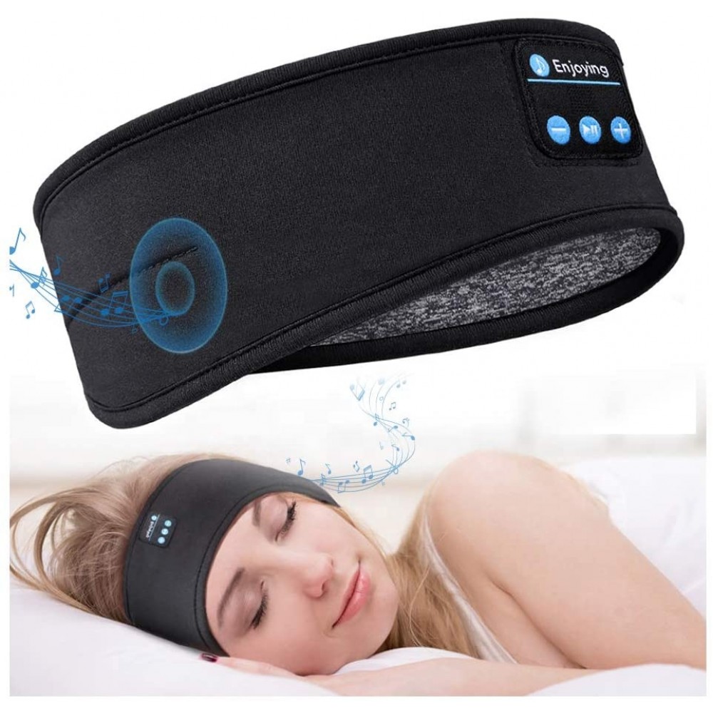 Bandeau de sommeil Bluetooth serre-tête avec haut-parleurs de musique intégrés - Noir