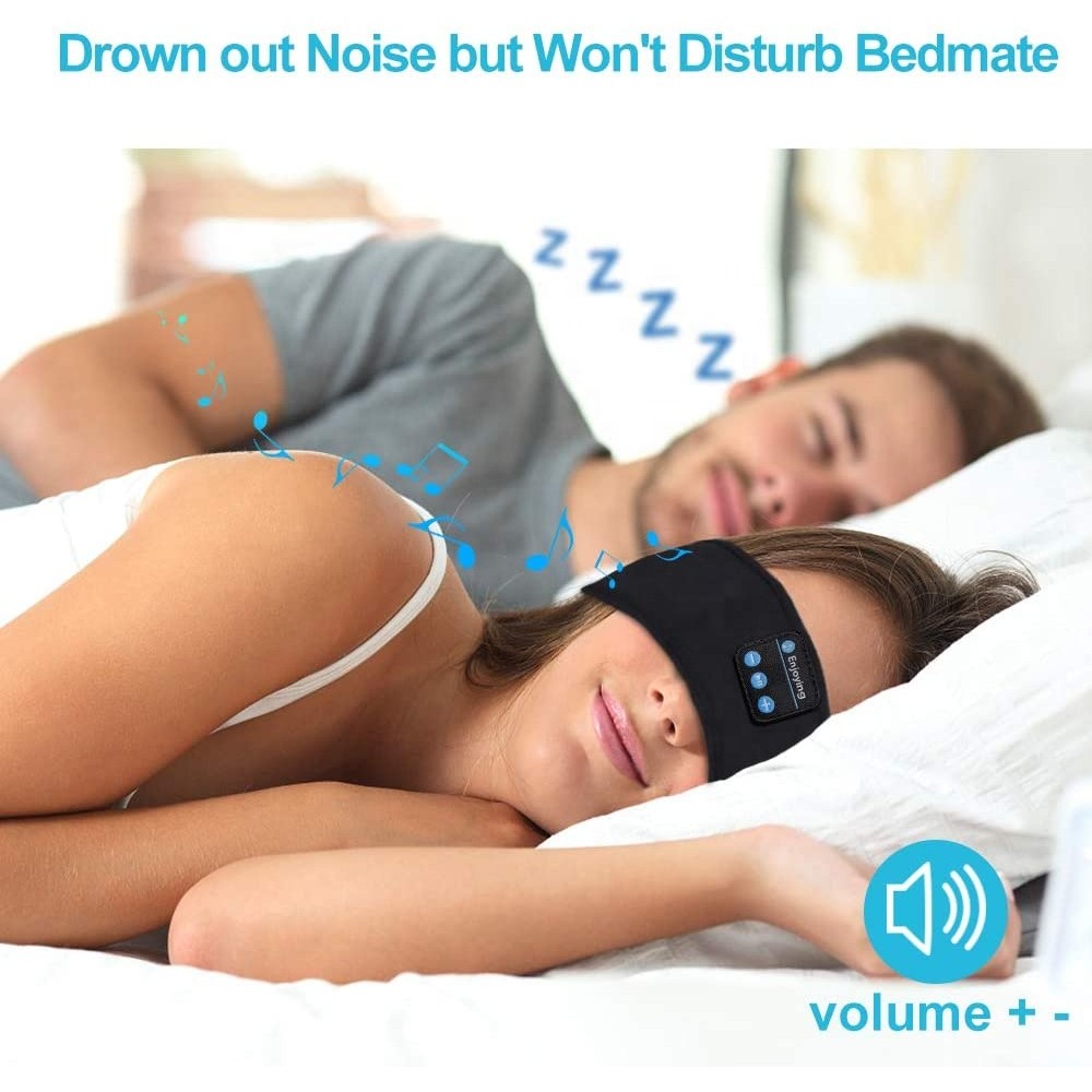 Bandeau de sommeil Bluetooth serre-tête avec haut-parleurs de musique intégrés - Noir