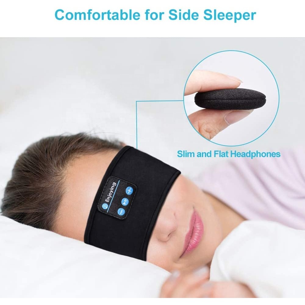 Bandeau de sommeil Bluetooth serre-tête avec haut-parleurs de musique intégrés - Noir