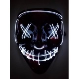 Cosplay Maske "The Purge" - Neon LED Gesichtsmaske Halloween Universalgrösse - Weiss