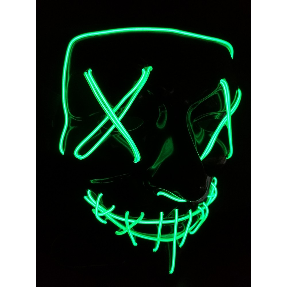 Cosplay Maske "The Purge" - Neon LED Gesichtsmaske Halloween Universalgrösse - Weiss