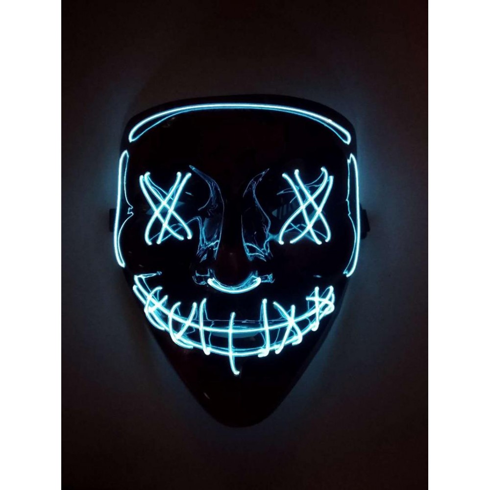 Cosplay Maske "The Purge" - Neon LED Gesichtsmaske Halloween Universalgrösse - Blau