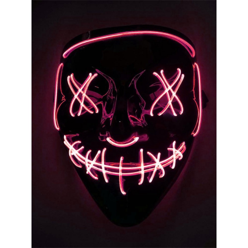 Cosplay Maske "The Purge" - Neon LED Gesichtsmaske Halloween Universalgrösse - Rosa